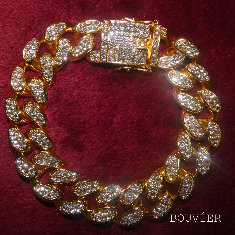 18K Gold Diamond 20mm Miami Cuban Link Bracelet - Picture 1 of 2